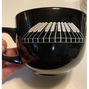 Minty Vintage 1980s PIANO Keys PIANIST Black Large Coffee Mug Albert Elovitz Inc